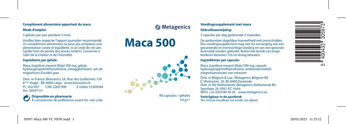 Maca 500 Capsules afbeelding van document #1, label