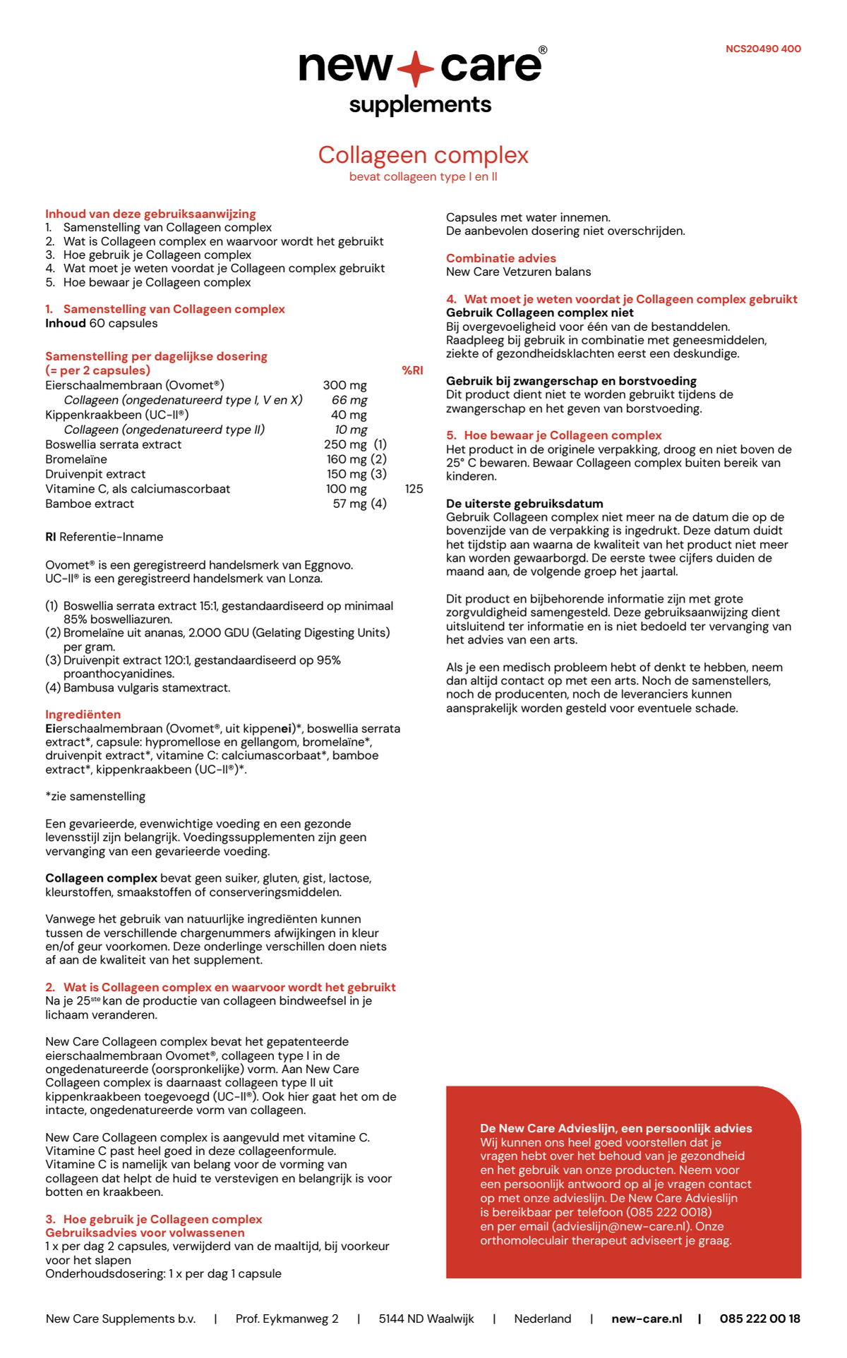 Collageen Complex Capsules afbeelding van document #1, instructions
