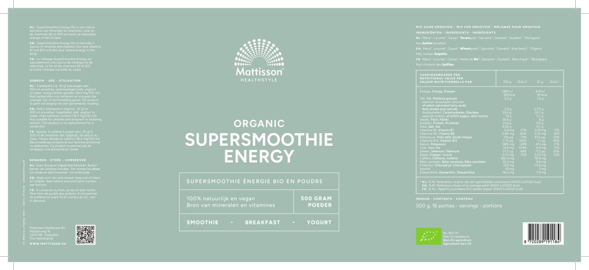 Organic Super Smoothie Energy afbeelding van document #1, label