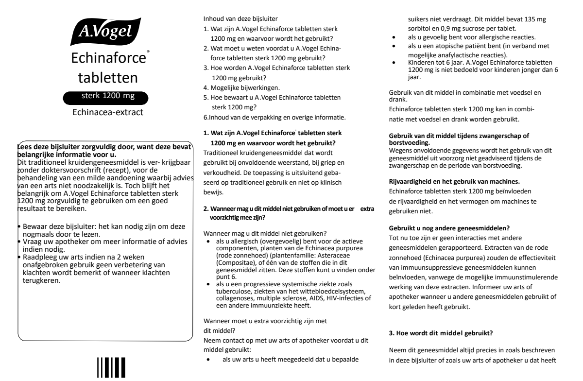 Echinaforce Sterk 1200mg Tabletten afbeelding van document #1, leaflet