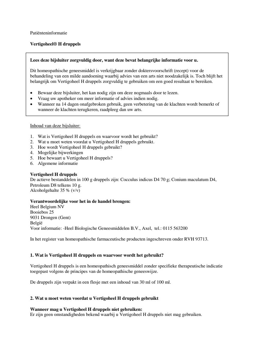 Vertigoheel H afbeelding van document #1, leaflet