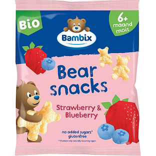 Bambix Bearsnacks Aardbei & Bosbes 6M+ Bio 180GR