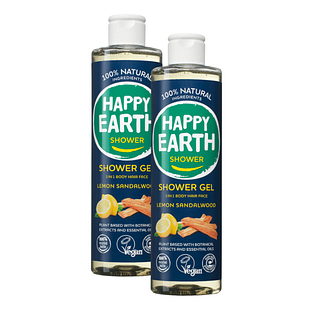 Happy Earth 100% Natural Shower Gel 3in1 Lemon Sandalwood Duoverpakking 2x300ML
