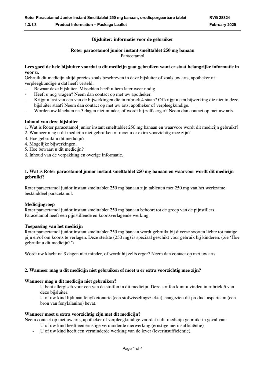 Paracetamol Junior Smelt Tabletten afbeelding van document #1, leaflet