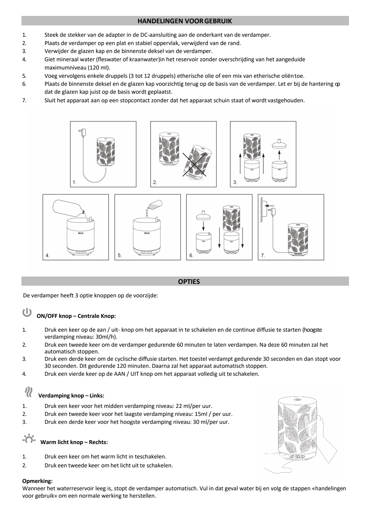 Leaves Aroma Diffuser afbeelding van document #3, instructions