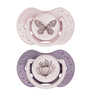 Difrax LOVI Dynamic Pacifier 0-3 Months Botanic Pink Purple - Fopspeen 2ST Difrax LOVI Dynamic Pacifier 0-3 Months Botanic Pink Purple - Fopspeen 2ST