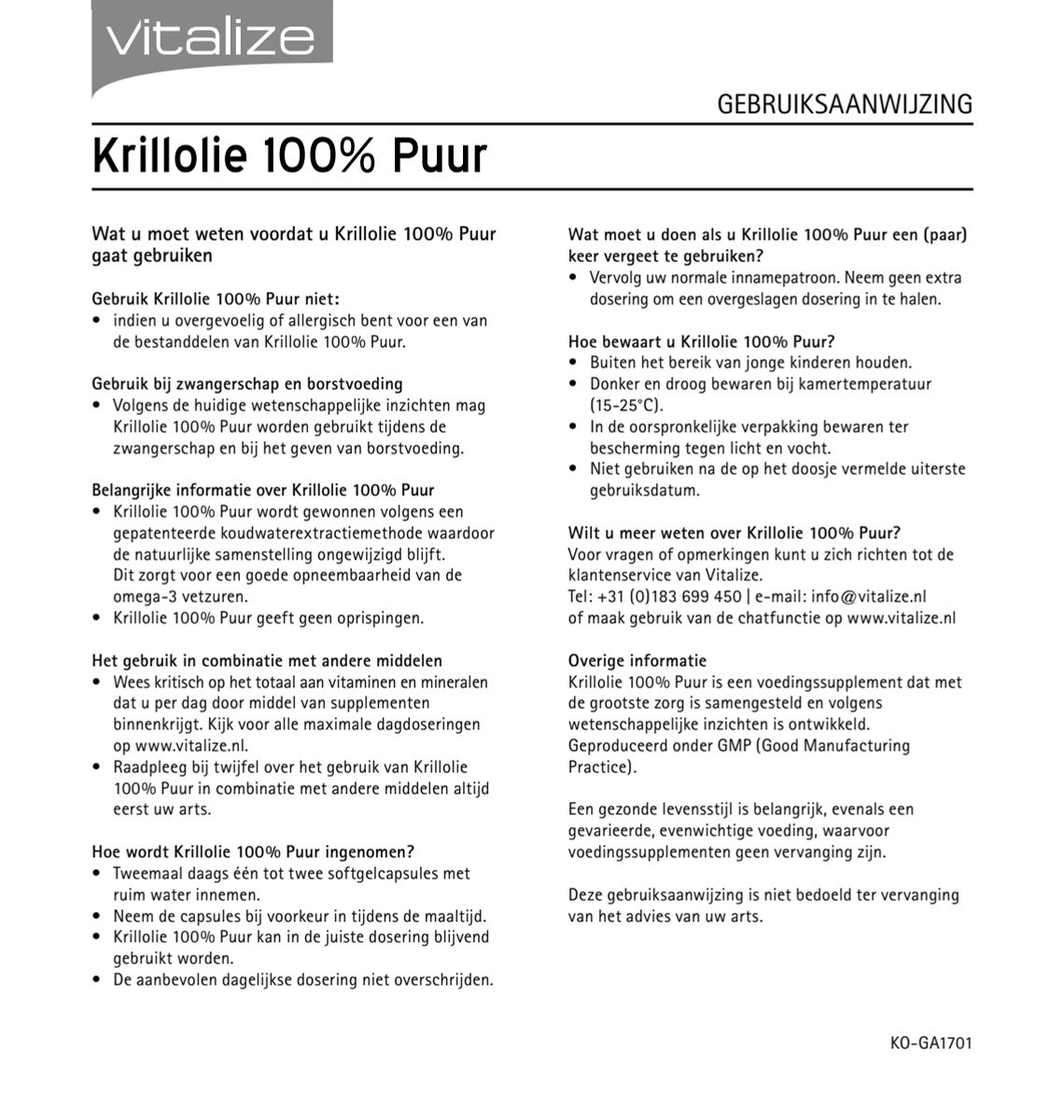 Krillolie 100% Puur Capsules afbeelding van document #2, instructions