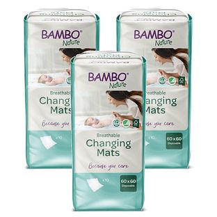 Bambo Nature Verschoonmatjes 60x60 Multiverpakking 3x10ST Bambo Nature Verschoonmatjes 60x60 Multiverpakking 3x10ST