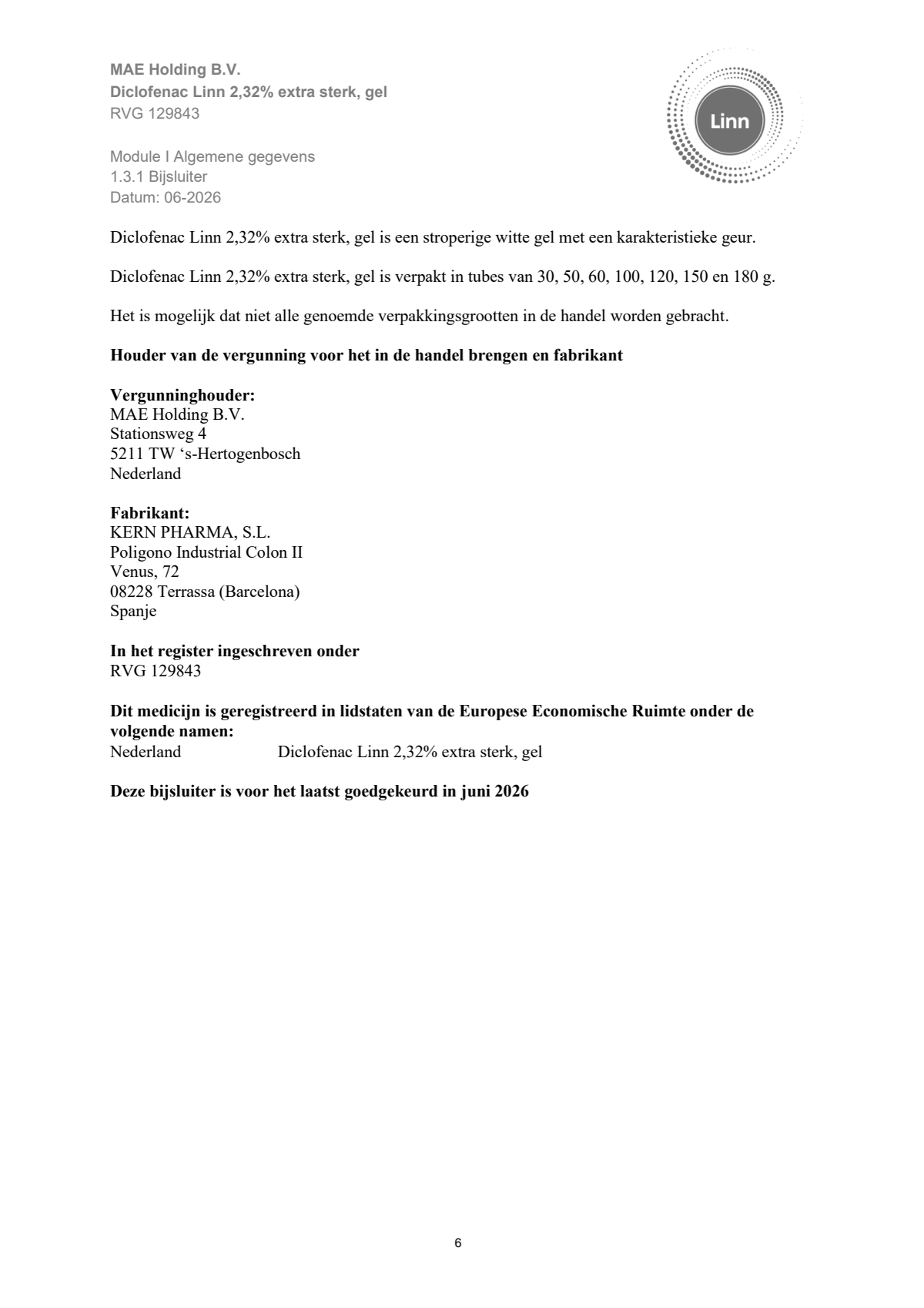 Diclofenac 2,32% Extra Sterk Gel afbeelding van document #6, leaflet