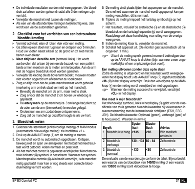 Microlife BP Bloeddrukmeter B3 Comfort PC afbeelding van document #59, instructions
