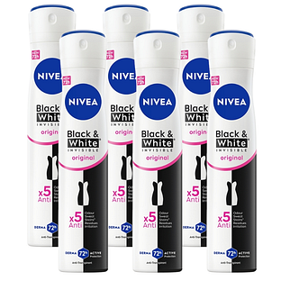 Nivea Black &amp; White Original Anti-transpirant Voordeelverpakking 6x200ML