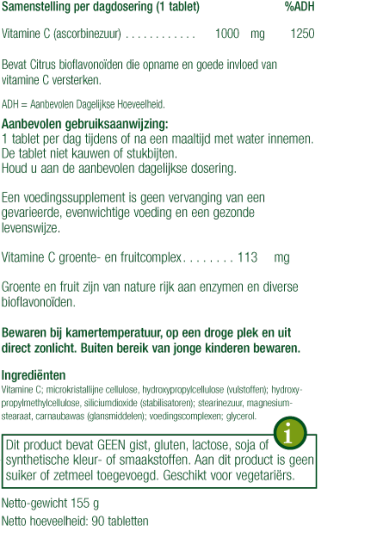 Vitamine C 1000mg Tabletten afbeelding van document #1, instructions