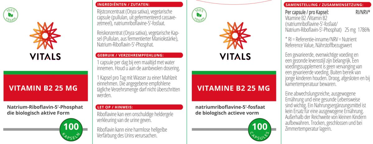 Vitamine B2 25mg Capsules afbeelding van document #1, label