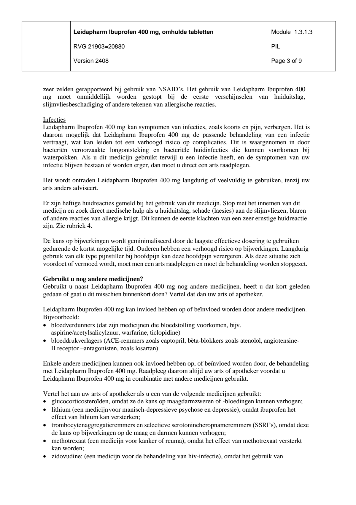 Ibuprofen 400mg Tabletten afbeelding van document #3, leaflet