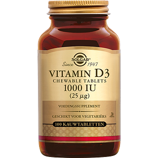 Solgar Vitamine D-3 1000 IU/25 mcg Kauwtabletten 100KTB Solgar Vitamine D-3 1000 IU/25 mcg Kauwtabletten 100KTB