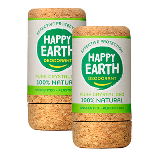 Happy Earth 100% Natural Crystal Deo Unscented Duoverpakking 2x90GR