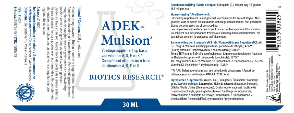 ADEK-Mulsion Druppels afbeelding van document #1, label