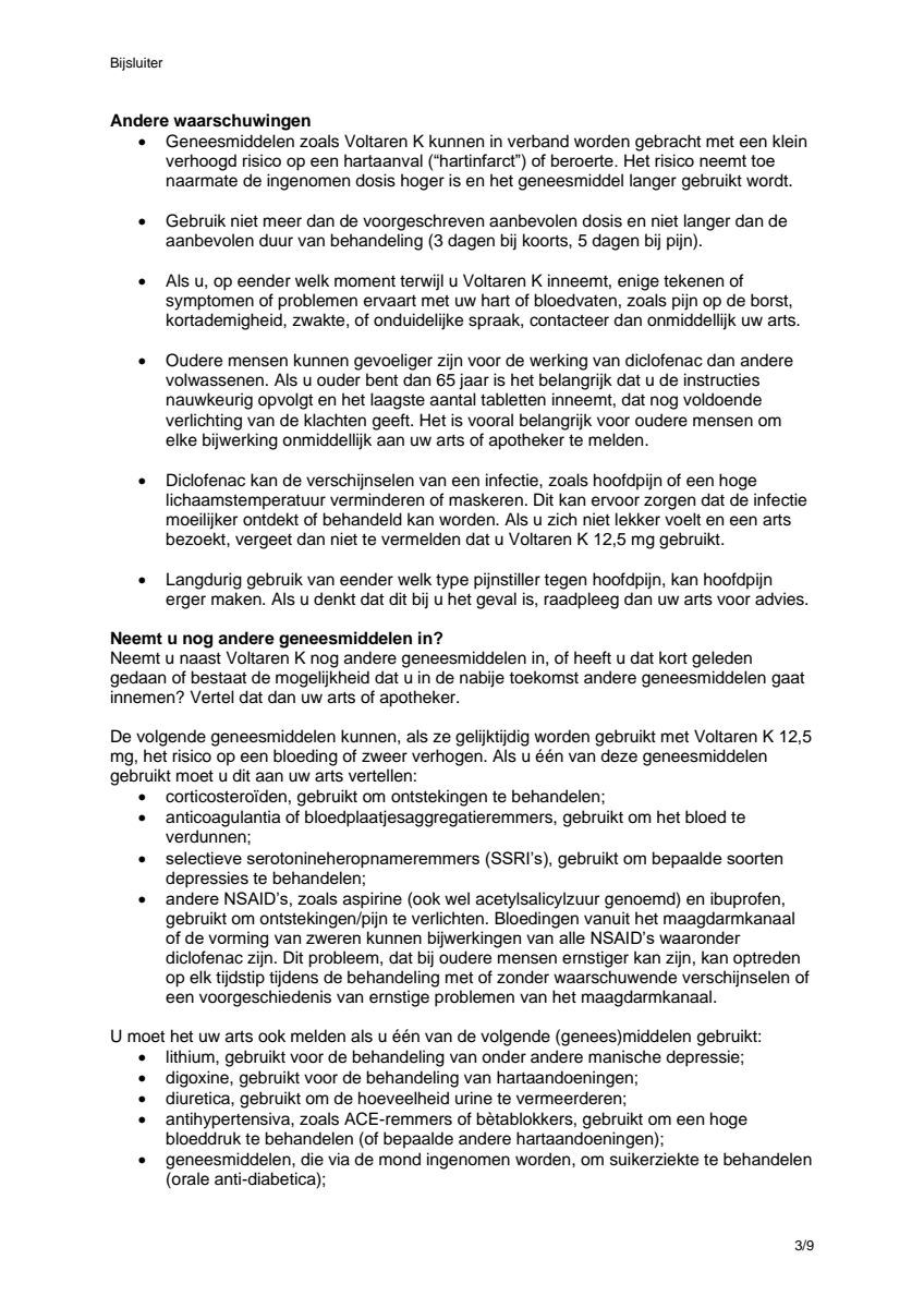 K 12,5 mg  pijnstiller Filmomhulde Tabletten Diclofenac-Kalium afbeelding van document #3, leaflet
