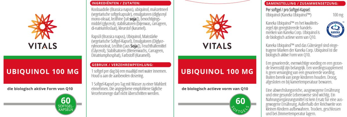 Ubiquinol 100mg Softgels afbeelding van document #1, label