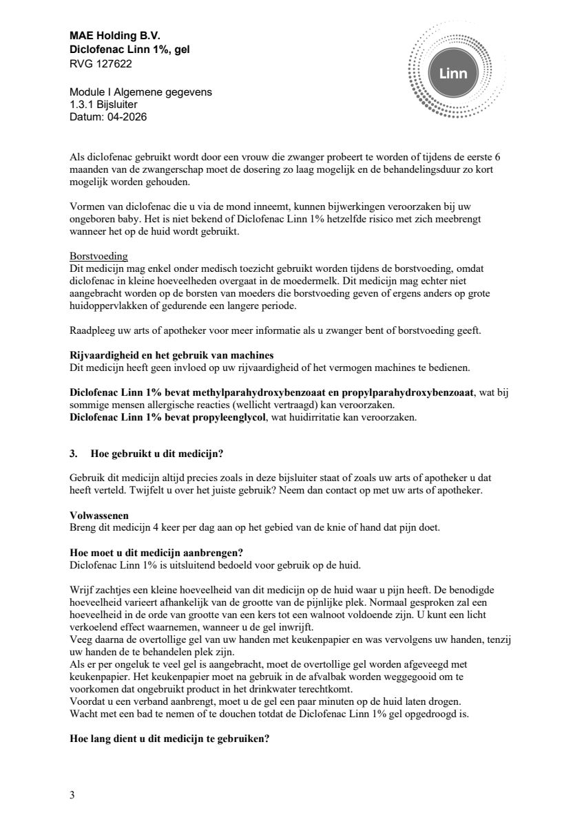 Diclofenac 1% Gel afbeelding van document #3, leaflet