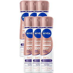 Nivea Derma Control Clinical 100H Ultra Comfort Anti-transpirant Spray Multiverpakking 6x150ML