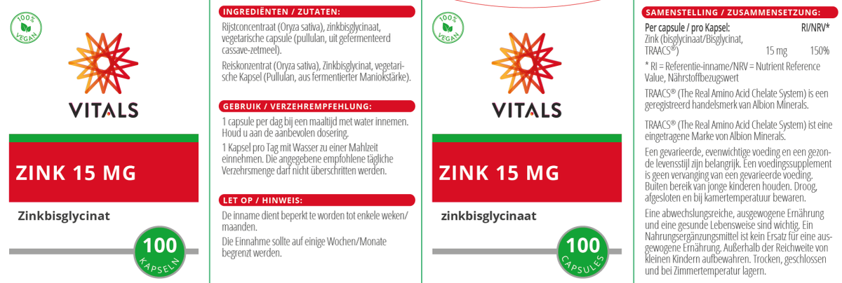 Zink 15mg Capsules afbeelding van document #1, label
