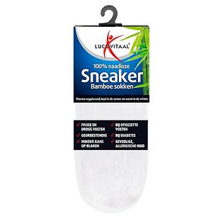 Lucovitaal Sneaker Bamboesokken Wit Maat 39-42 1PR