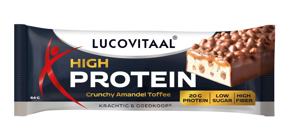 Lucovitaal Protein High Reep -Crunchy Amandel Toffee 1ST