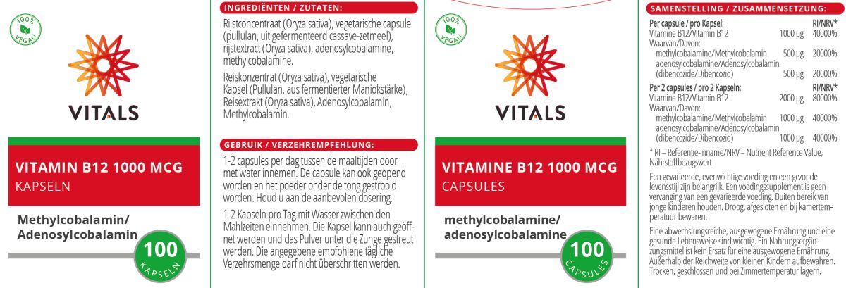 Vitamine B12 1000mcg Capsules afbeelding van document #1, label