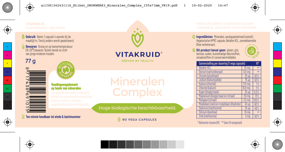 Mineralen Complex met 12 verschillende mineralen afbeelding van document #1, label