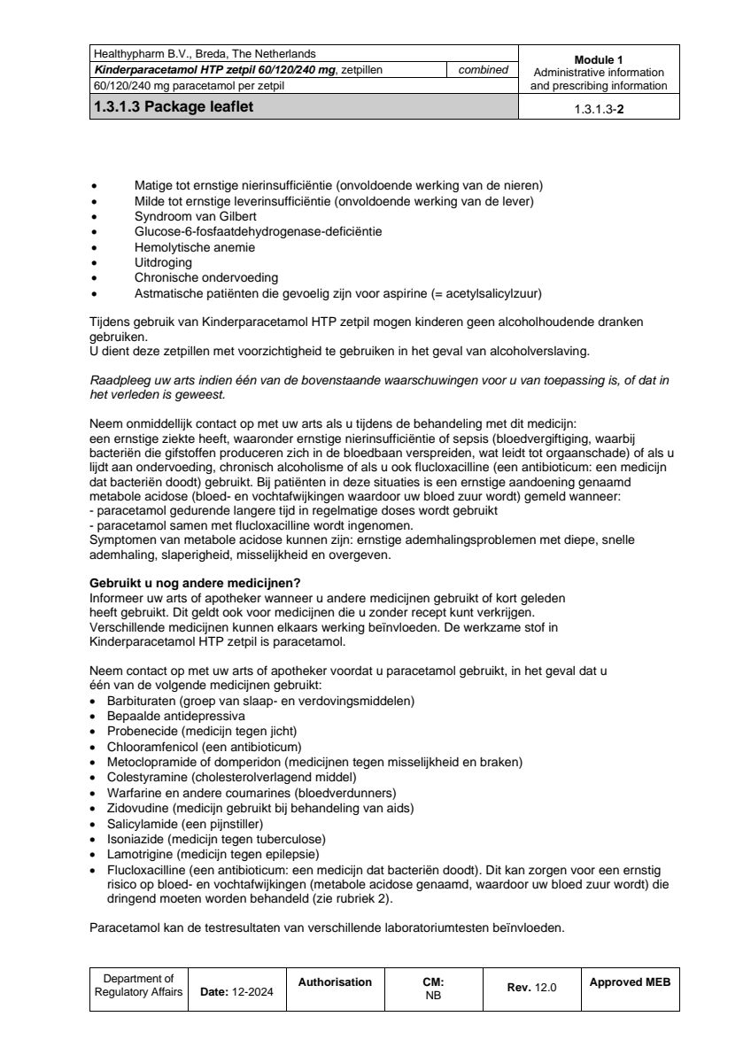 Kinderparacetamol Zetpil 120mg afbeelding van document #2, leaflet