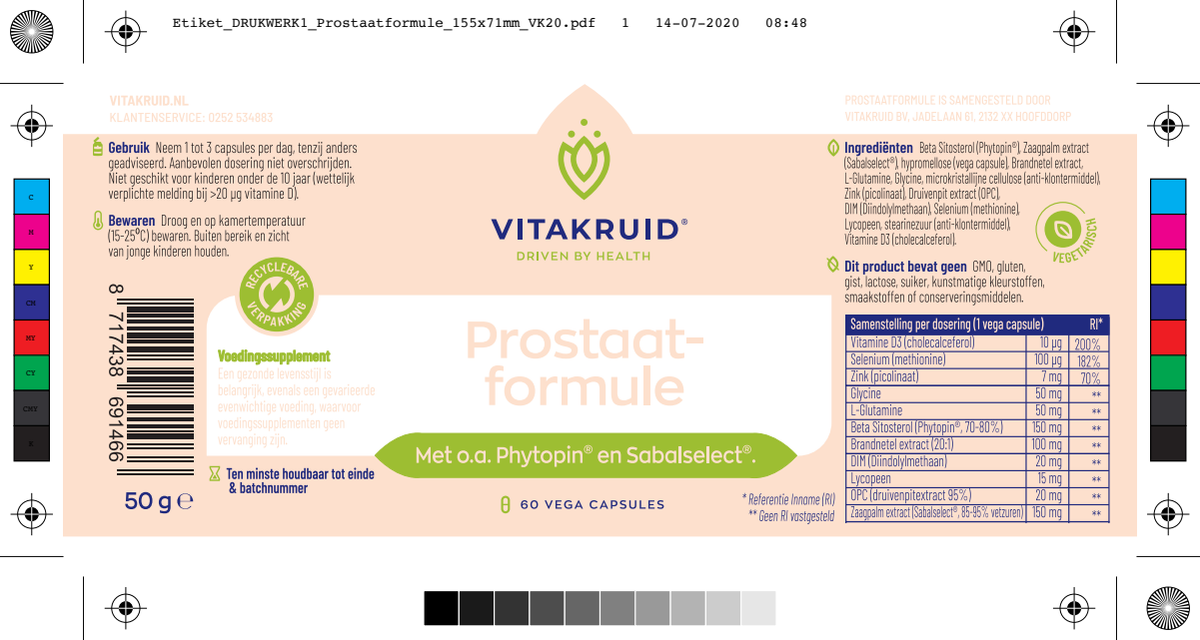 Prostaatformule Capsules afbeelding van document #1, label