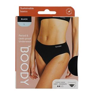 Boody Menstruatieondergoed Bikinislip Zwart Licht / Normaal Maat L 1ST