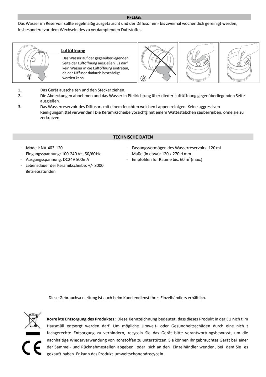 Impulse Aroma Diffuser afbeelding van document #13, instructions