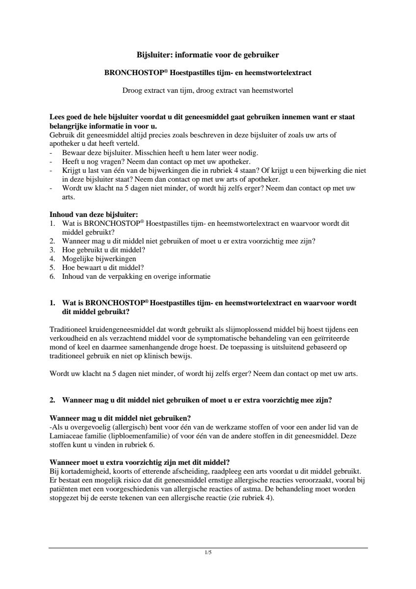 Hoestpastilles afbeelding van document #1, leaflet