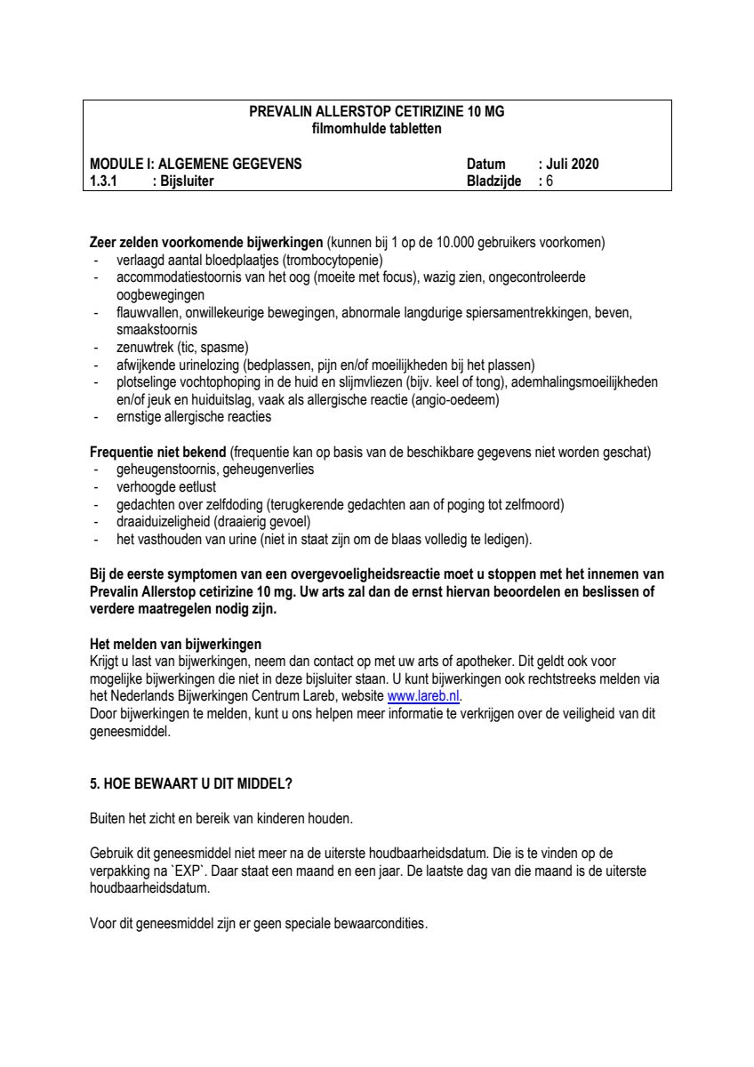 Allerstop Cetirzine 10mg Hooikoorts Tabletten afbeelding van document #6, leaflet