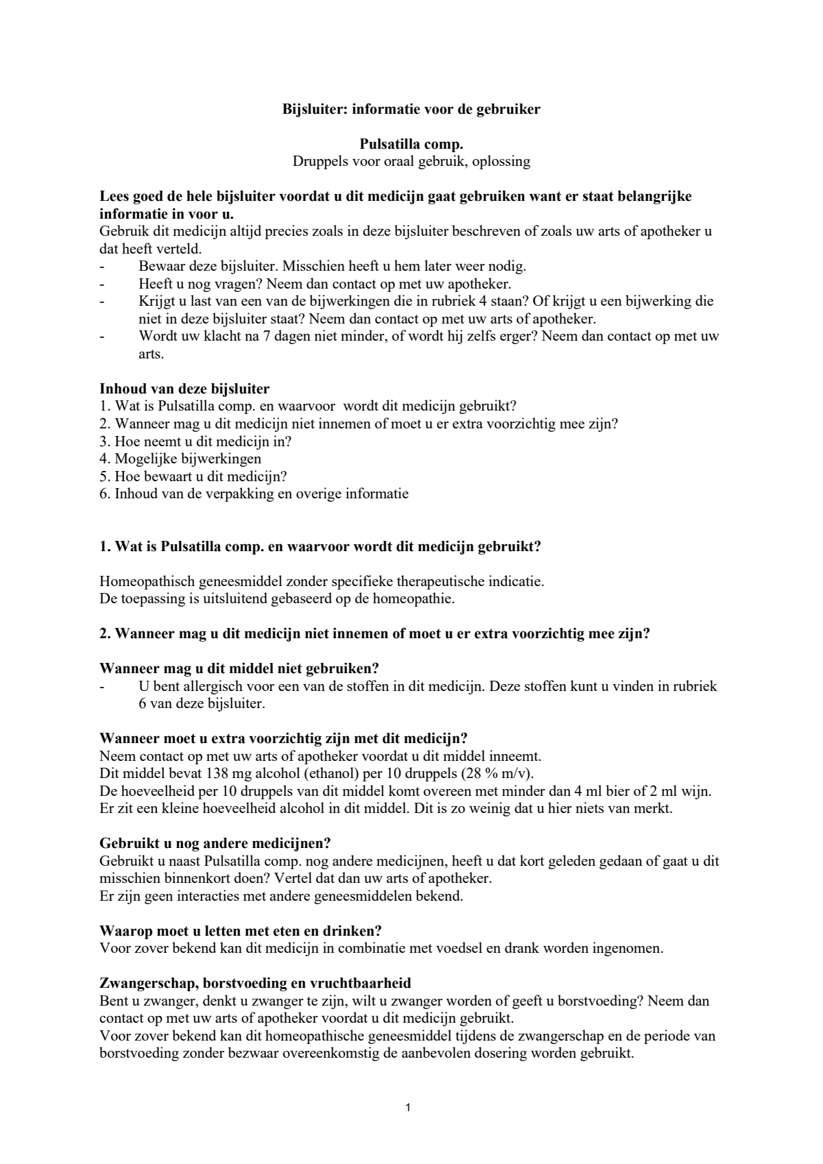 Pulsatilla Comp. Druppels afbeelding van document #1, leaflet