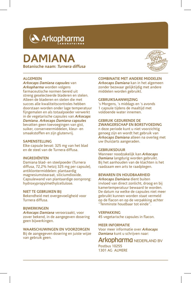 Damiana Capsules afbeelding van document #1, instructions