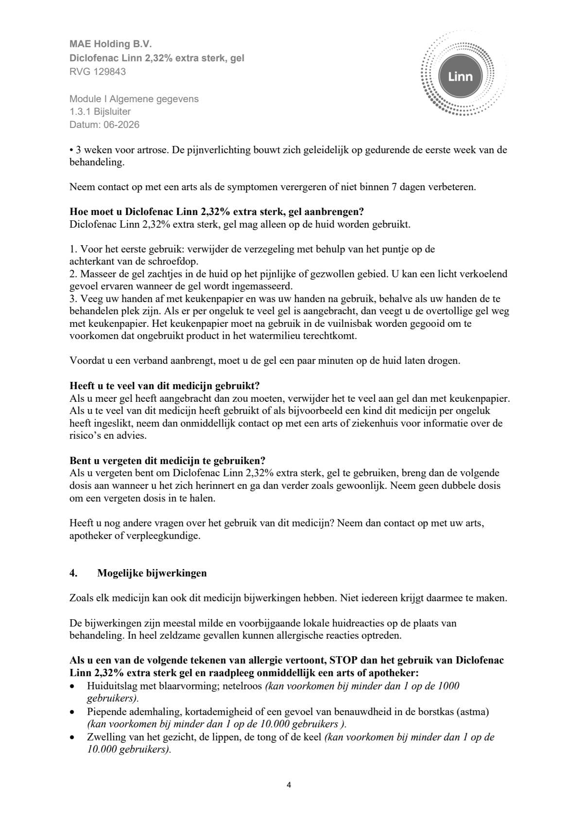 Diclofenac 2,32% Extra Sterk Gel afbeelding van document #4, leaflet