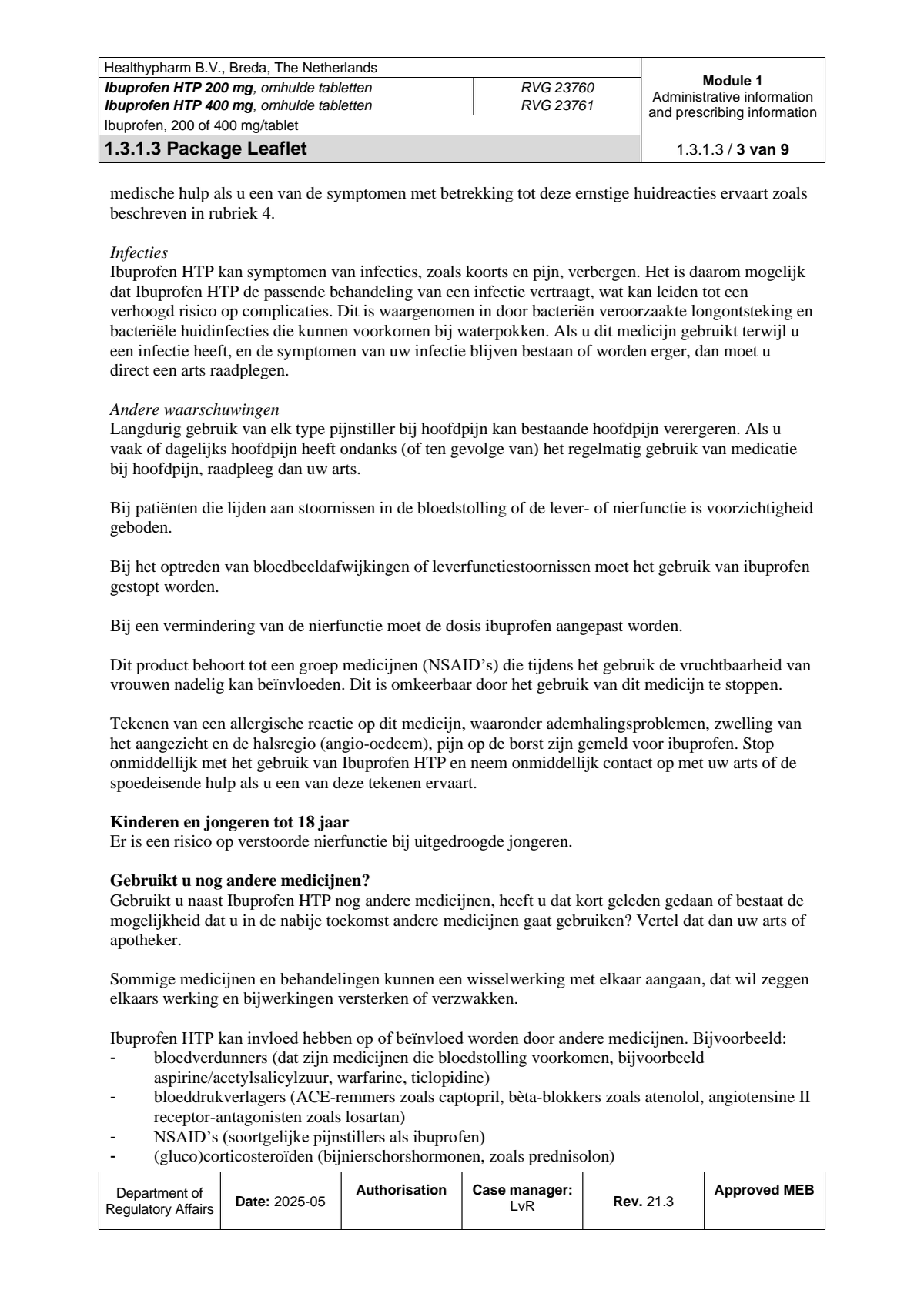 Ibuprofen HTP 400mg Tabletten afbeelding van document #3, leaflet