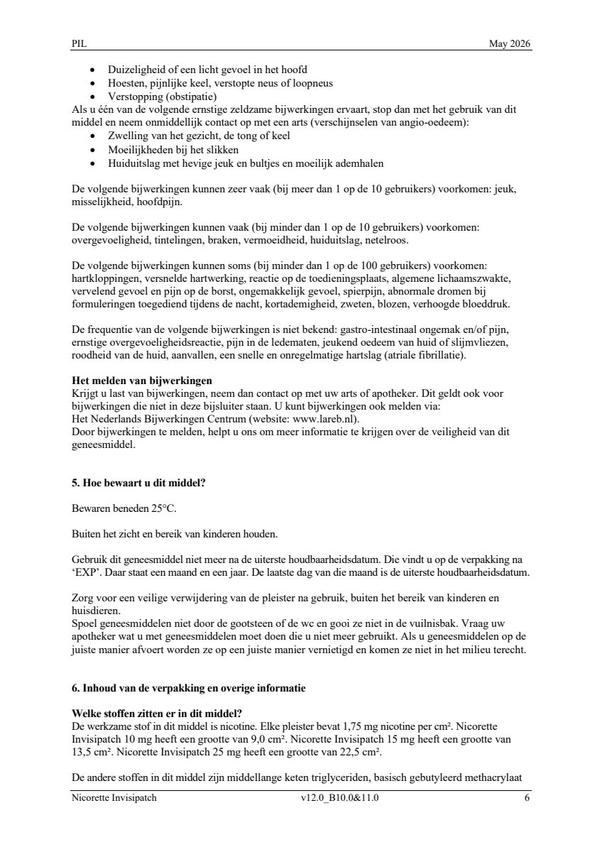 Invisi 25 mg Nicotine Pleister afbeelding van document #6, leaflet