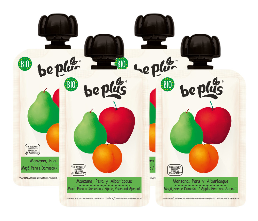 Be Plus Knijpfruit Apple Pear & Apricot Multiverpakking afbeelding