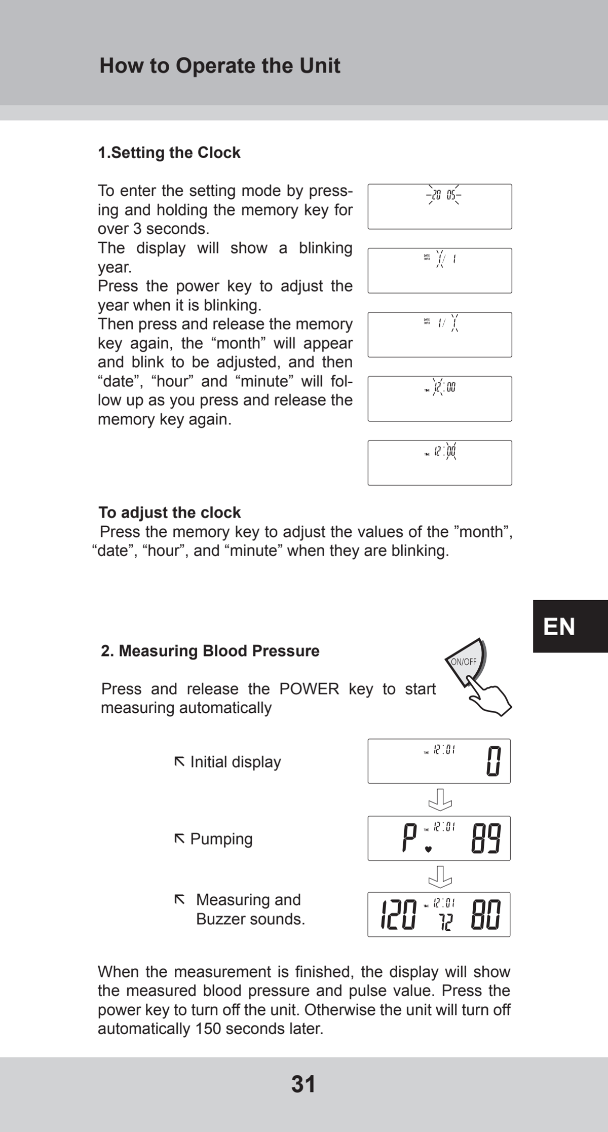 Bovenarm Bloeddrukmeter Desktop afbeelding van document #31, instructions