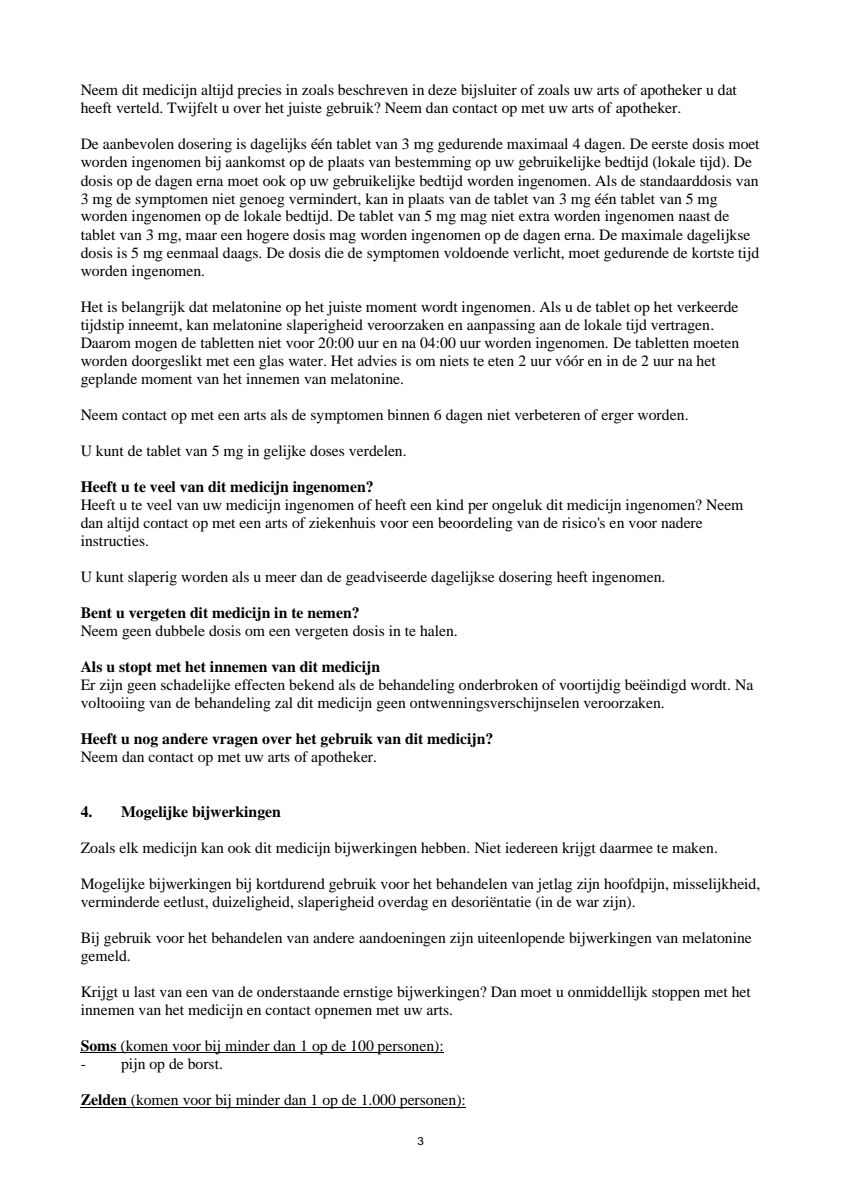 Melatonine 5mg Tabletten afbeelding van document #3, leaflet