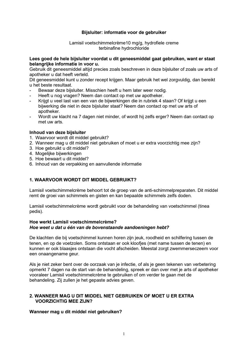 Voetschimmelcrème afbeelding van document #1, leaflet