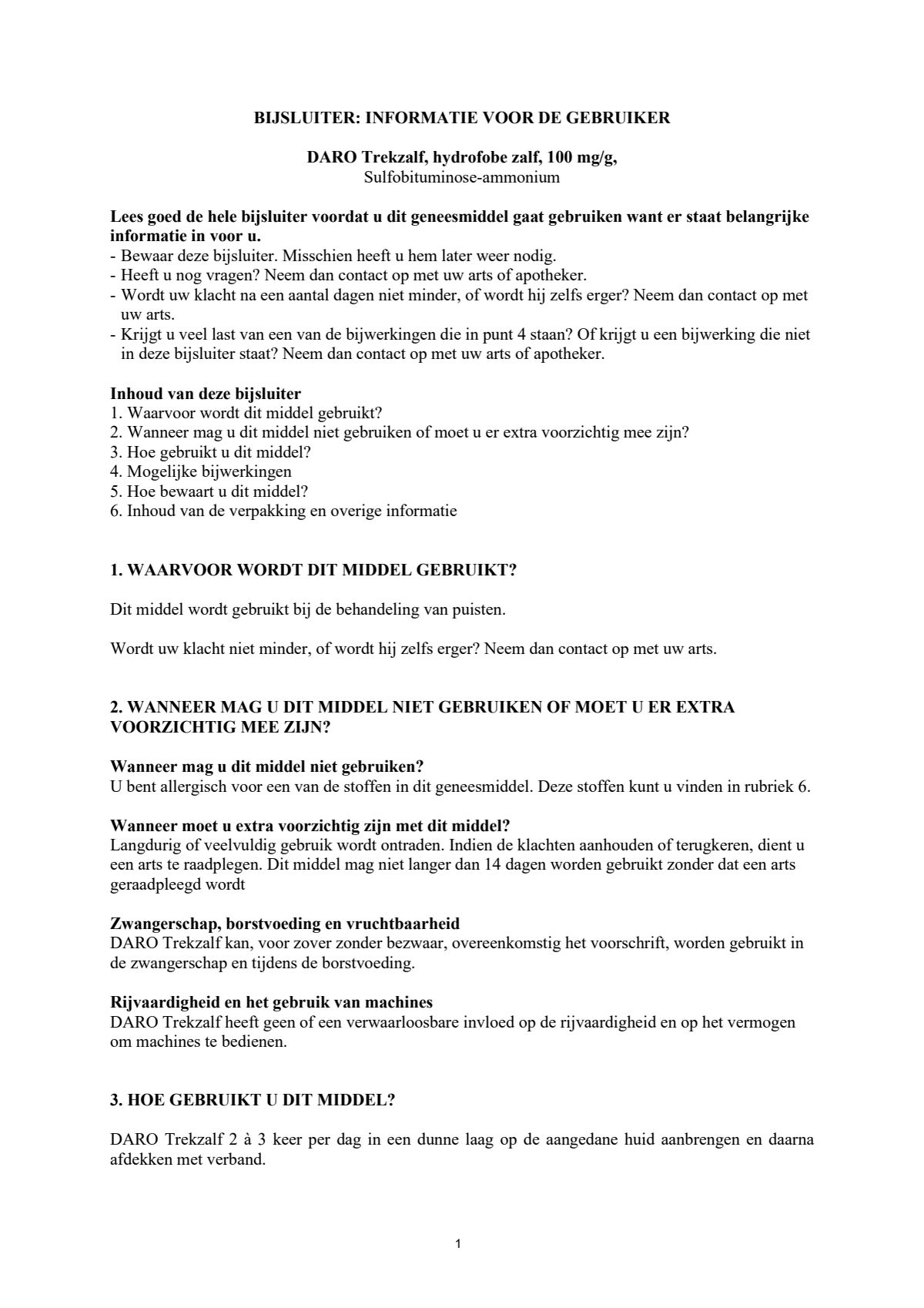 Trekzalf 100mg afbeelding van document #1, instructions