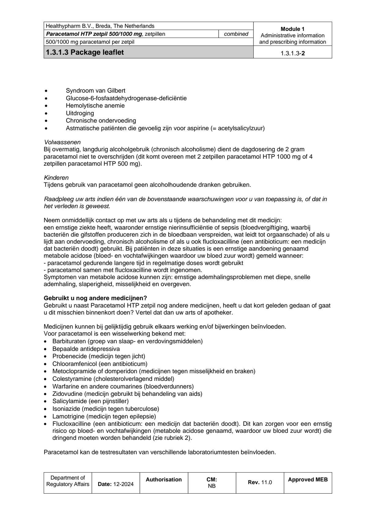 Paracetamol HTP Zetpil 500mg afbeelding van document #2, leaflet