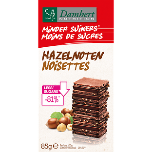 Damhert Minder Suikers Chocoladetablet Hazelnoten 85GR