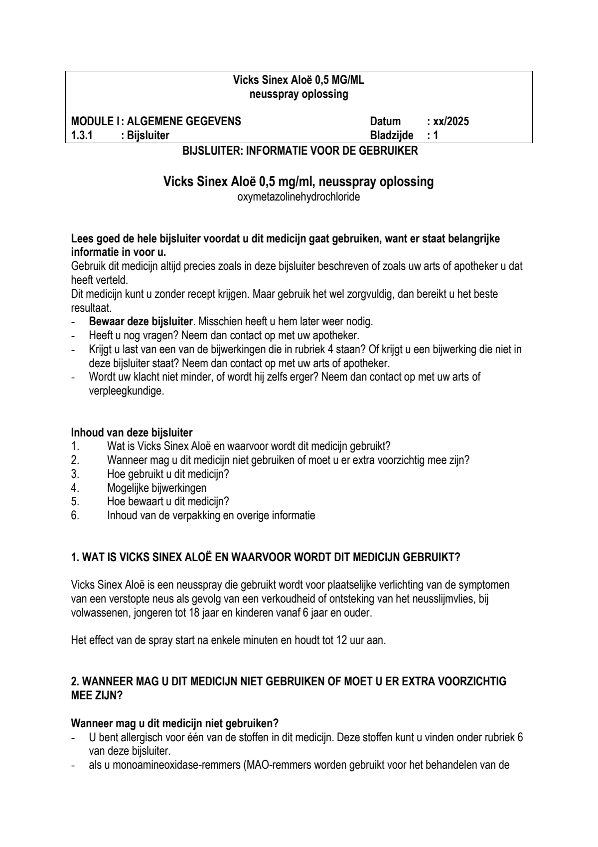 Sinex Aloe Neusspray afbeelding van document #1, leaflet