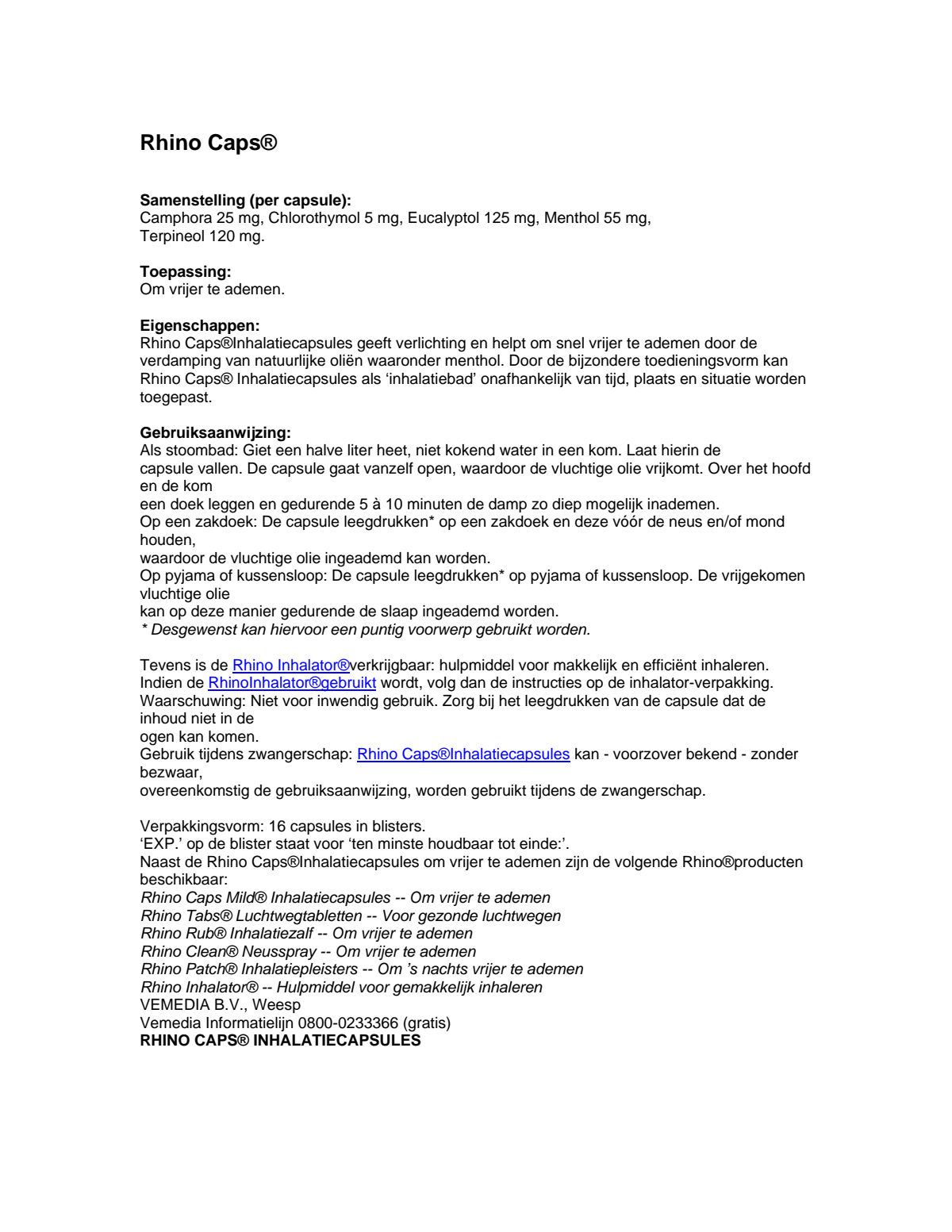Rhino Inhalator en Caps Combiset afbeelding van document #1, instructions